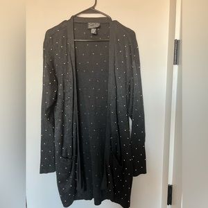 Vintage Suzelle Gold Beaded Knit Long Black Cardigan, Size small